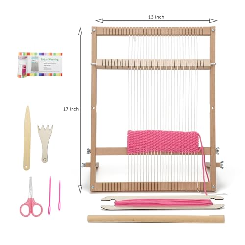Weaving Loom for Beginners Adults/Kids and 1 Set of Weaving Works Complete Yarn Kit with Detailed Friendly Instructions, Parents and Children in The Holiday Experience Weaving Brings Fun Green - size: A5FT
