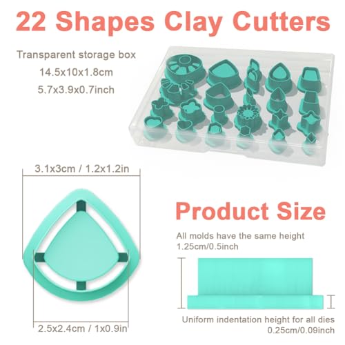 Polymer Clay Cutters - 22 Shapes Gemstone Earrings, Gemstone Polymer Clay Cutters for Jewelry, Earring Making Kit with Storage Box - style: Gem-shaped (22 pcs)