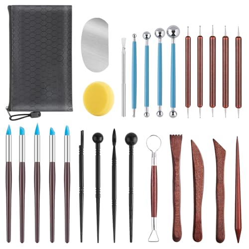 27PCS Clay Tools Sculpting, Ceramics Tools Set, Ceramic & Pottery Modeling Tools, Air Dry Clay Tools, Polymer Tools Kit for Carving, Molding, Pottery Wheel, Crafting Supplies, Pros, Beginners, Adults - color: 27PCS