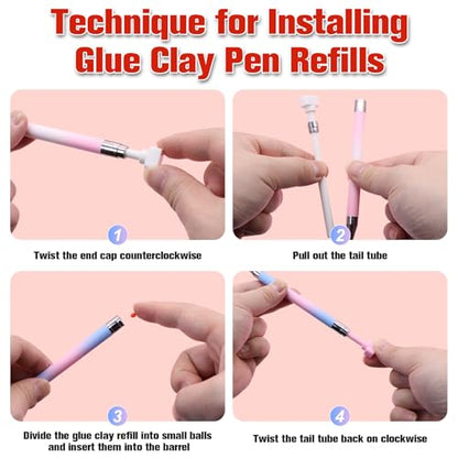 ZYNERY 24 Pcs Glue Clay Refills Paint Pen for Diamond Art Pen Tools, Diamond Refillable Paint Pens for Rhinestones, Gem Art Rhinestone Picker Tool for 5D Gem Painting (8 Boxes) - color: 24 Glue (8 boxes)