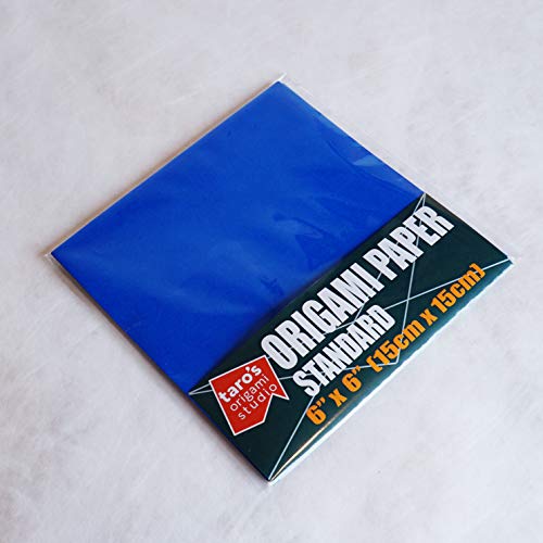 [Taro's Origami Studio] Standard 6 Inch One Sided Single Colors (Blue) 50 Sheets (All Same Color) Square Easy Fold Premium Japanese Paper for Beginner - color: Blue