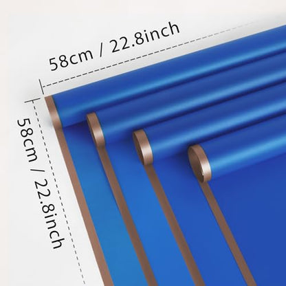 FUHITIM 20 Sheets Flower Waterproof Wrapping Paper (Royal Blue) - color: Royal Blue