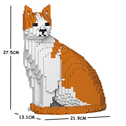 JEKCA Cat 10S-M03 | Orange and White Cat Plastic Building Blocks | Age 14+ - color: Orange and White