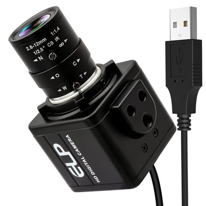 16MP HD USB Camera, 2.8-12mm 4X Optical Manual Zoom CS Mount Lens, High Resolution for Lightburn, OpenCV, Live Streaming & USB Microscope, Plug & Play for Windows, Linux, Jetson Nano