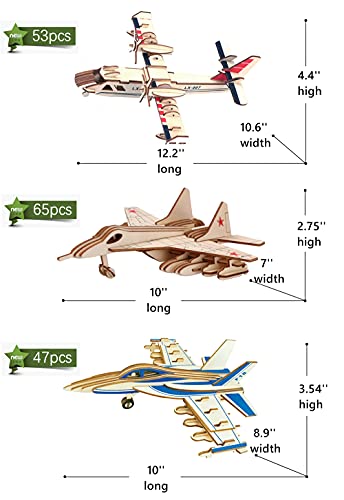 3D Wooden Aircraft Puzzle, 6 Piece Set Aircraft & Helicopter DIY Assembly Build Model Kits, Wood Crafts STEM Brain Teaser Puzzles, 3D Puzzle for Adults & Teens Xmas Birthday Gifts - color: Aircraft & Helicopter