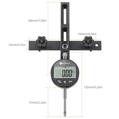 Neoteck 0-1" Digital Dial Indicator Table Saw Gauge Suitable for Table Saws - color: Black