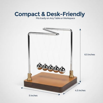 Newton's Cradle Physics Demonstrator, 5 Steel Balls
