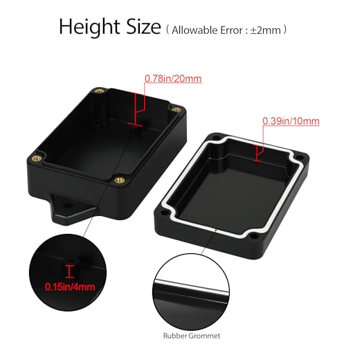 Junction Box Waterproof Dustproof IP65 ABS Plastic Universal Electric Project Enclosure Black with Fixed Ear 3.26"x 2.28"x 1.29"(83 x 58 x 33 mm)(Pack of 2) - size: 3.26"x 2.28"x 1.29"(2 Pack)