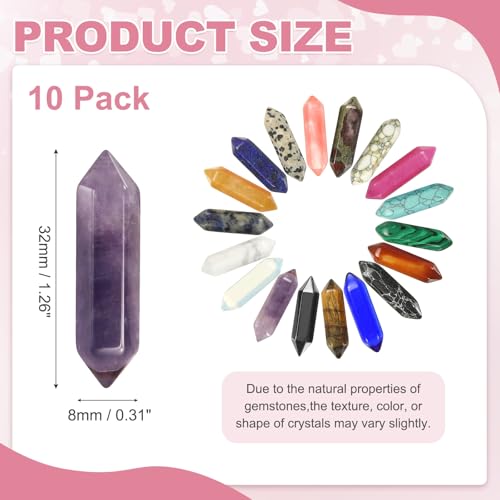 MECCANIXITY 10 Pack Amethyst Quartz Crystals, Polished Crystals Bulk Hexagonal Shaped Meditation Gemstone for Jewelry Making Energy Balance Accessories Gifts - color: Amethyst Quartz