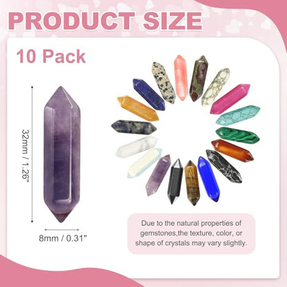 MECCANIXITY 10 Pack Amethyst Quartz Crystals, Polished Crystals Bulk Hexagonal Shaped Meditation Gemstone for Jewelry Making Energy Balance Accessories Gifts - color: Amethyst Quartz
