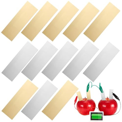 Copper Zinc Strips 20Pcs Copper Sheet & Zinc Strips for Fruit Battery