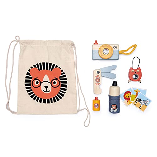 Tender Leaf Toys - Safari Adventure - 10 Pcs Outdoor Adventure Educational Playset for Kids, Exploration Kit with Drawstring Backpack - Gift Set for Camping, Hiking, and Pretend Play - Age 3+