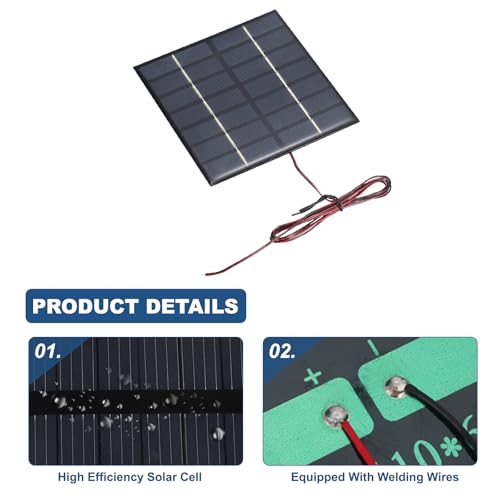 MECCANIXITY 7V 1.47W 210mA Mini Solar Panels with Cable 110 x 110mm - size: 110 x 110mm