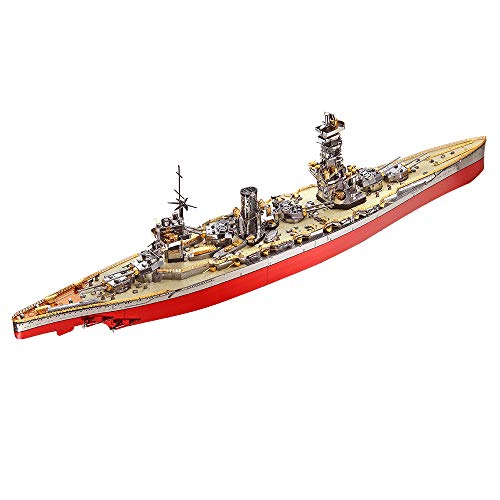Piececool 3D Metal Puzzle Warship Model Kits, Fuso Battleship Military Watercraft Model Building Kits for Adults, DIY 3D Puzzle for Famliy Time, Great Gift-330 Pcs - color: Fuso