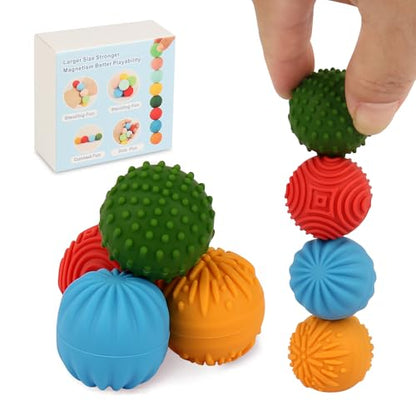 4PCS Silicone Magnetic Balls Fidget Toy, Quiet Fidget Toys for Teens Adults - color: Multi Color Delight Ball ×4