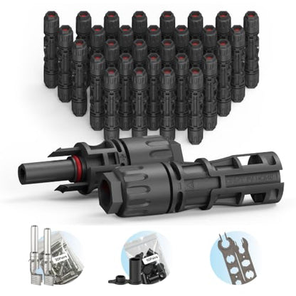 CHINT 8AWG Solar Panel Connectors 1500V DC 70A, TÜV Certified Heavy Duty MC4-Compatible Solar Cable Connectors for Large PV Cables 6-8.6 mm (0.24-0.34 in), 30 Pairs with Dust Caps & Spanners - size: 30 Pairs 8AWG 70A