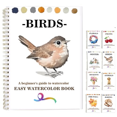 Watercolor Workbooks Coloring Book Beginner Friendly Painting Kit Easy Nature Scenes Paint Set Art Crafts for Creative Exploration Gift for Adults (Birds Series, Without Palette) - color: Birds Series, size: Without Palette