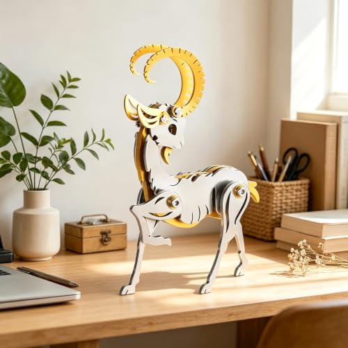 3D Metal Puzzles for Adults, Zodiac Sign Gold Sheep Model Kit - color: C02-sheep Gold