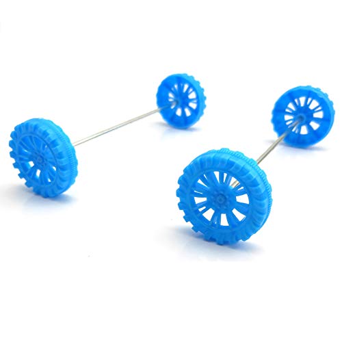 EUDAX 30mmx8mm Plastic Roll 2mm Dia Shaft Toys Wheel and 2mmx100mm STEM Shaft Round Rod Axles for DIY Toy RC Car Truck Boat Helicopter Model Part (Blue, 100pcs) - color: Blue, size: 100pcs