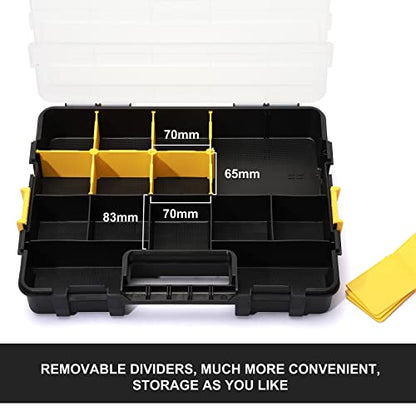 Mayouko Stackable Plastic Toolbox Organizer, Interlocking Small Parts Organizer, Compartment Toolbox for Screw,Nail,Hardware, 2PCS
