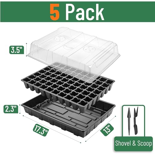 Mr. Pen- Seed Starter Tray Kit, 5 Pack, Total 350 Cells - size: 70-Cells 5-Pack