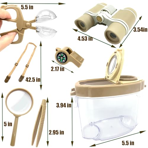 Bug Catcher Kit for Kids, 6 Pcs Kids Bug Catching Kits, Outdoor Nature Explorer Kit, Science Educational Kits with Tweezers, Magnifying Glass, Binoculars for Boys Girls