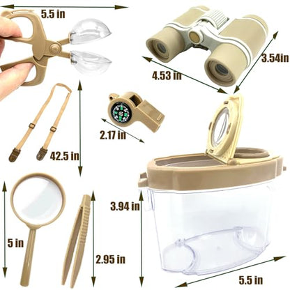 Bug Catcher Kit for Kids, 6 Pcs Kids Bug Catching Kits, Outdoor Nature Explorer Kit, Science Educational Kits with Tweezers, Magnifying Glass, Binoculars for Boys Girls