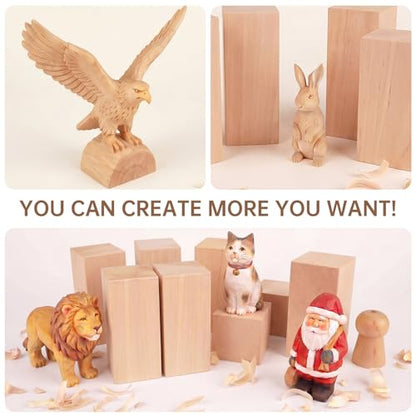 Basswood Carving Blocks - 2 Pack 6 x 3 x 3 inch Whittling Bass Wood Blocks Wood Carving Kit for Beginners, Soft Woodworking Blanks for Whittling, Use for Home, Crafts, Arts, DIY Projects - size: 2 PACK 6 x 3 x 3 Inch