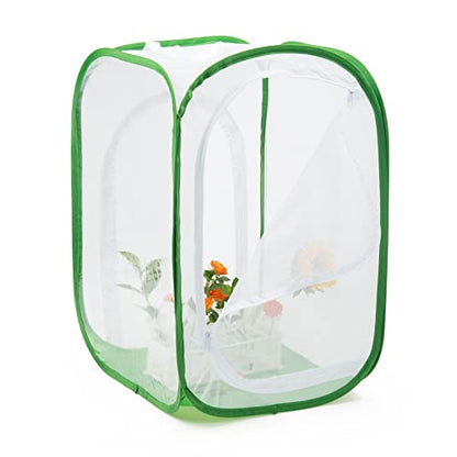 Two Doors Monarch Butterfly Habitat, Insect Mesh Cage, Caterpillar Enclosure Terrarium Pop-up (15.7 X 15.7 X 24 Inches) - size: 15.7 X 15.7 X 24 Inches