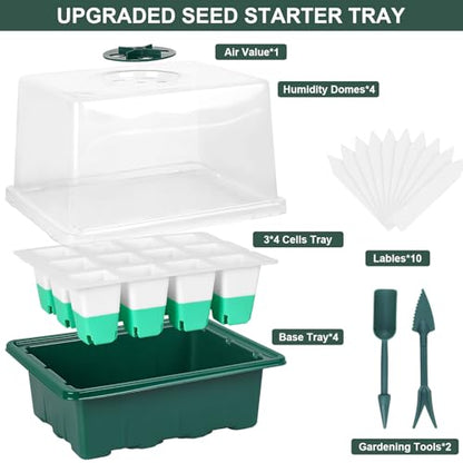 Sondiko Silicone Seed Starter Tray, 48 Cell Reusable Seed Starter Kit, Seedling Starter Trays with Humidity Dome, Mini Greenhouse Germination Kit, Perfect for Starting Vegetable, Flower & Herb Seeds - size: 48-Cell