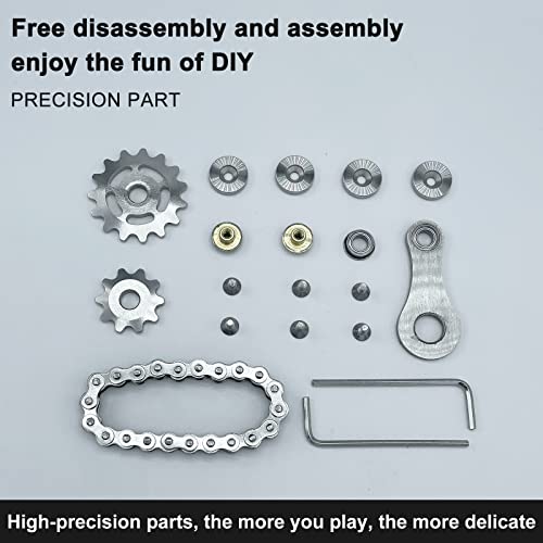 Bike Chain Gear Fidget Spinner Metal Sprocket Chain Fidget Toy, Grey - color: Gun-metal Plating Sprockets