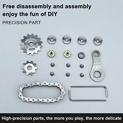 Bike Chain Gear Fidget Spinner Metal Sprocket Chain Fidget Toy, Grey - color: Gun-metal Plating Sprockets