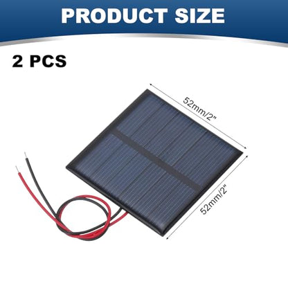 MECCANIXITY 2 Pcs 3V 0.375W 125mA Mini Solar Panels, Small Polycrystalline Solar Cell Panel with 2 Cable for DIY Electric Toy Materials Kits Charger, 52mm x 52mm - style: 3V 0.375W 125mA