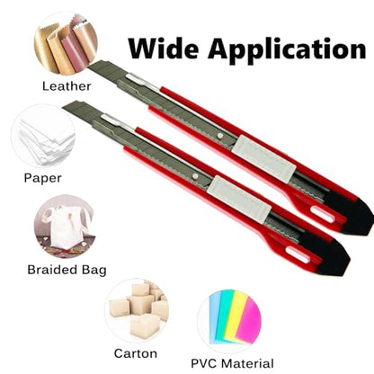 9mm Snap Off Utility Knife High Hardness Retractable Box Cutters with 30 Pcs Snap Off Blades,Pack 3 Art Craft Hobby Cutter 9mm Knife for Home Warehouse Office Workstation,Red - color: Red