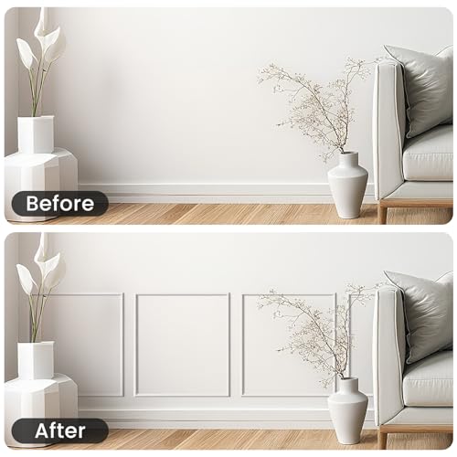 3 Sets Peel and Stick Wall Molding Kit, 16x20 Inch Premade Wainscoting Frames - color: 16''x20''-3pack