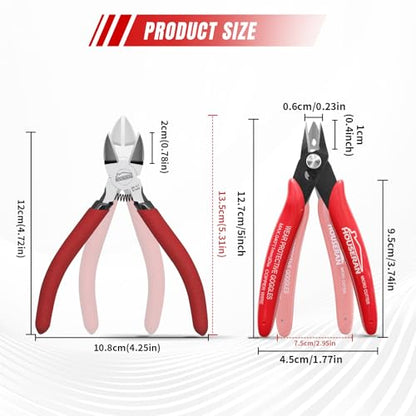 2pc Set Wire Cutters 5 Inch Flush Cutter Side Cutting Pliers