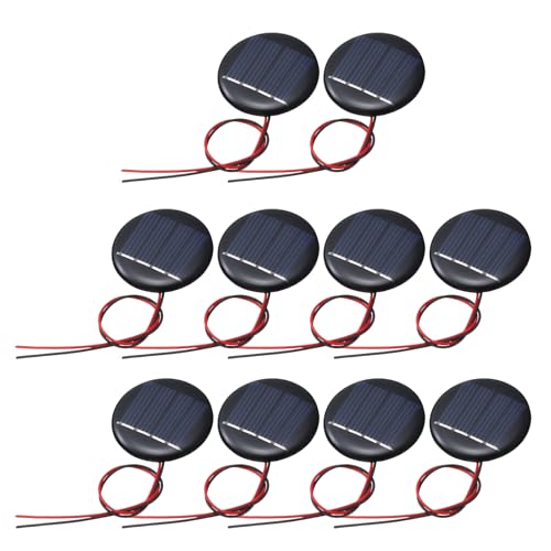 MECCANIXITY 10Pcs 2V 0.08W 40mA Mini Solar Panels Round Small with Cable