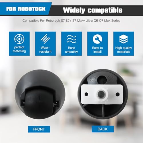 Universal Front Caster Wheel Replacement Kit - Dual Pack Compatible for Roborock Series Including S7/S7+/Q5/Q7 Max