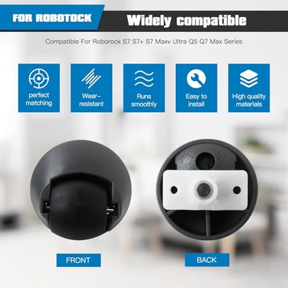 Universal Front Caster Wheel Replacement Kit - Dual Pack Compatible for Roborock Series Including S7/S7+/Q5/Q7 Max
