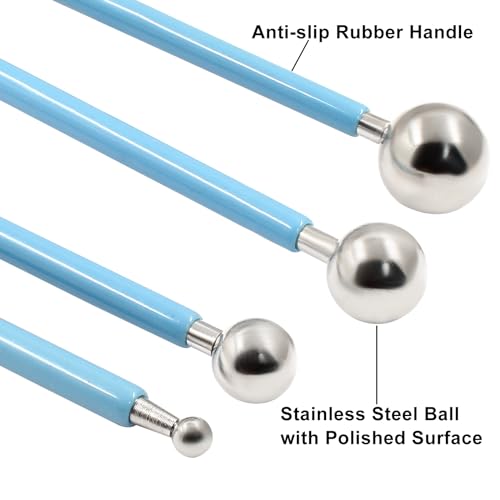 Cake Decorating Metal Ball, Blue, Set of 4 - color: Blue