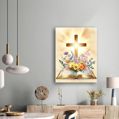Cross Diamond Painting Kits for Adults, Christian Diamond Art for Adult - color: Bible with Cross