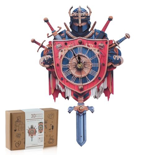 3D Wooden Puzzles for Adults, Knight Clock 3D DIY Model Kit