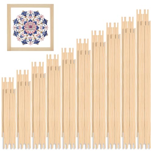 154 Pcs Needlepoint Stretcher Bars Kit, 10 Sizes Wooden Canvas Splicing Stretcher Bars Needlepoint Accessories and Supplies Stretcher Bars for Needlework Cross Stitch Hand Embroidery Art Accessories