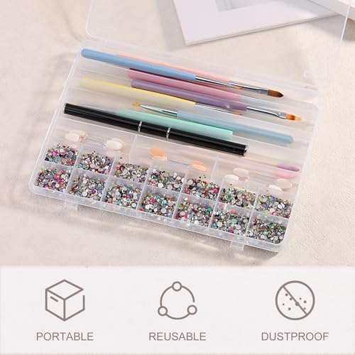 SUTOKAKA 1Pc 21 Grids Plastic Jewelry Organizer Necklace Storage Box Small Compartments Bead Container for DIY Nail Crafts Beading Art Supplies - size: 21
