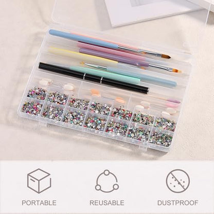 SUTOKAKA 1Pc 21 Grids Plastic Jewelry Organizer Necklace Storage Box Small Compartments Bead Container for DIY Nail Crafts Beading Art Supplies - size: 21