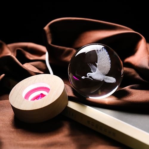 3D Dove Gifts for Women - Crystals Ball 60mm Glass Animals Figurine - Birthday Gift for Best Friend, Lovers Keepsake Paperweight - style: Dove
