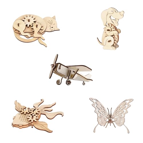 3D Wooden Puzzles for Kids Ages 8+, 5 Pack Animal Puzzles, FSC-Certified Wood, Plastic-Free Toy, STEM Kit for Kids Teens Adults, Wood Craft Model Kit, Individually Wrapped Party Favors - City Frens - color: City Frens