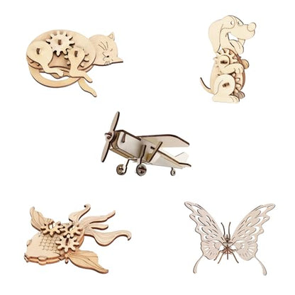 3D Wooden Puzzles for Kids Ages 8+, 5 Pack Animal Puzzles, FSC-Certified Wood, Plastic-Free Toy, STEM Kit for Kids Teens Adults, Wood Craft Model Kit, Individually Wrapped Party Favors - City Frens - color: City Frens