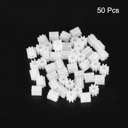 MECCANIXITY 50 Pcs Plastic Gears 8 Teeth Plastic Motor Gear Model 82A Reduction Gear for RC Car Model DIY Robot (White, Module 0.5) - style: 8 Teeth