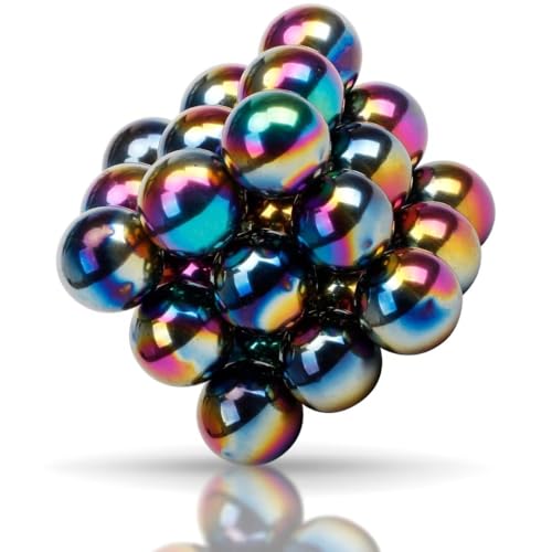 Dilabnba 28PCS Rainbow Hematite Magnetic Stones Fidget Toy for Adults, Men Women Magnetic Hand Roller Office Desk Toys for Gifts, Science Kit Rare Earth Magnets with Fiber Case